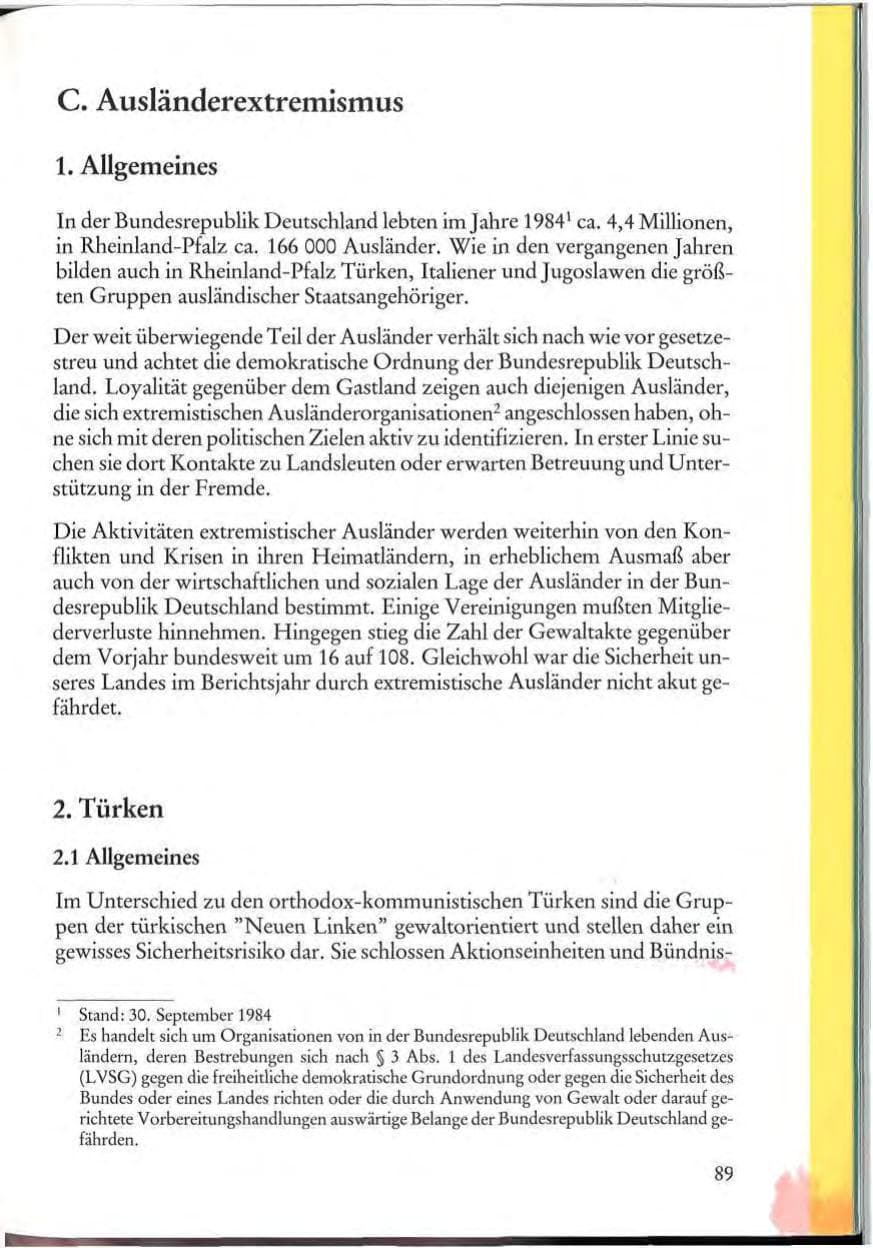 Seite 91 des Verfassungsschutzbericht 1984 Rheinland-Pfalz