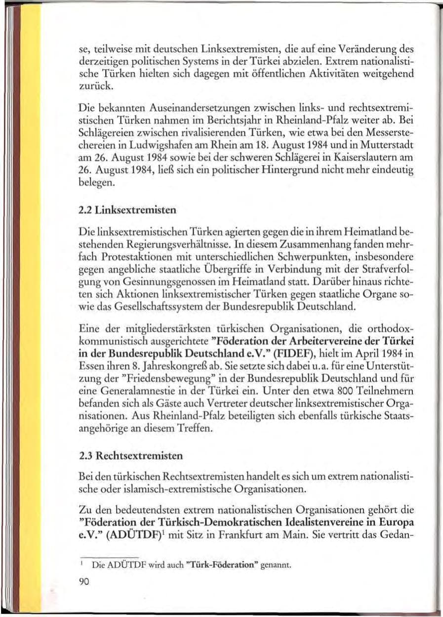Seite 92 des Verfassungsschutzbericht 1984 Rheinland-Pfalz