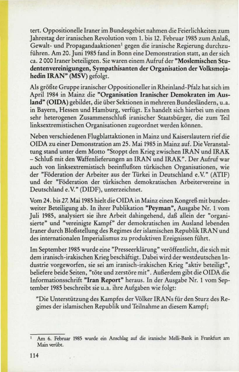 Seite 116 des Verfassungsschutzbericht 1985 Rheinland-Pfalz