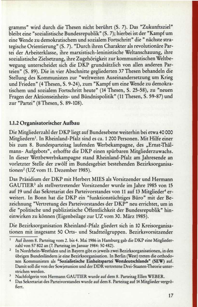 Seite 19 des Verfassungsschutzbericht 1985 Rheinland-Pfalz