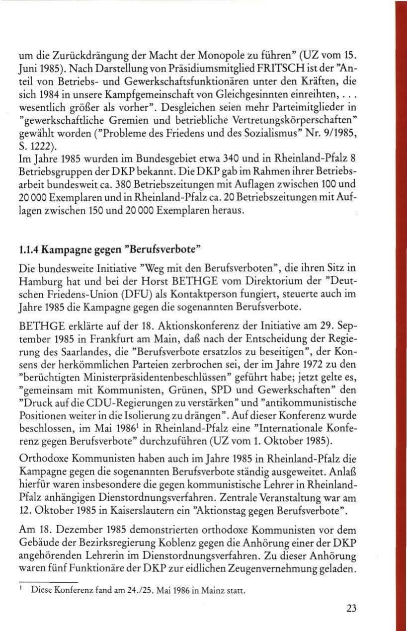 Seite 25 des Verfassungsschutzbericht 1985 Rheinland-Pfalz