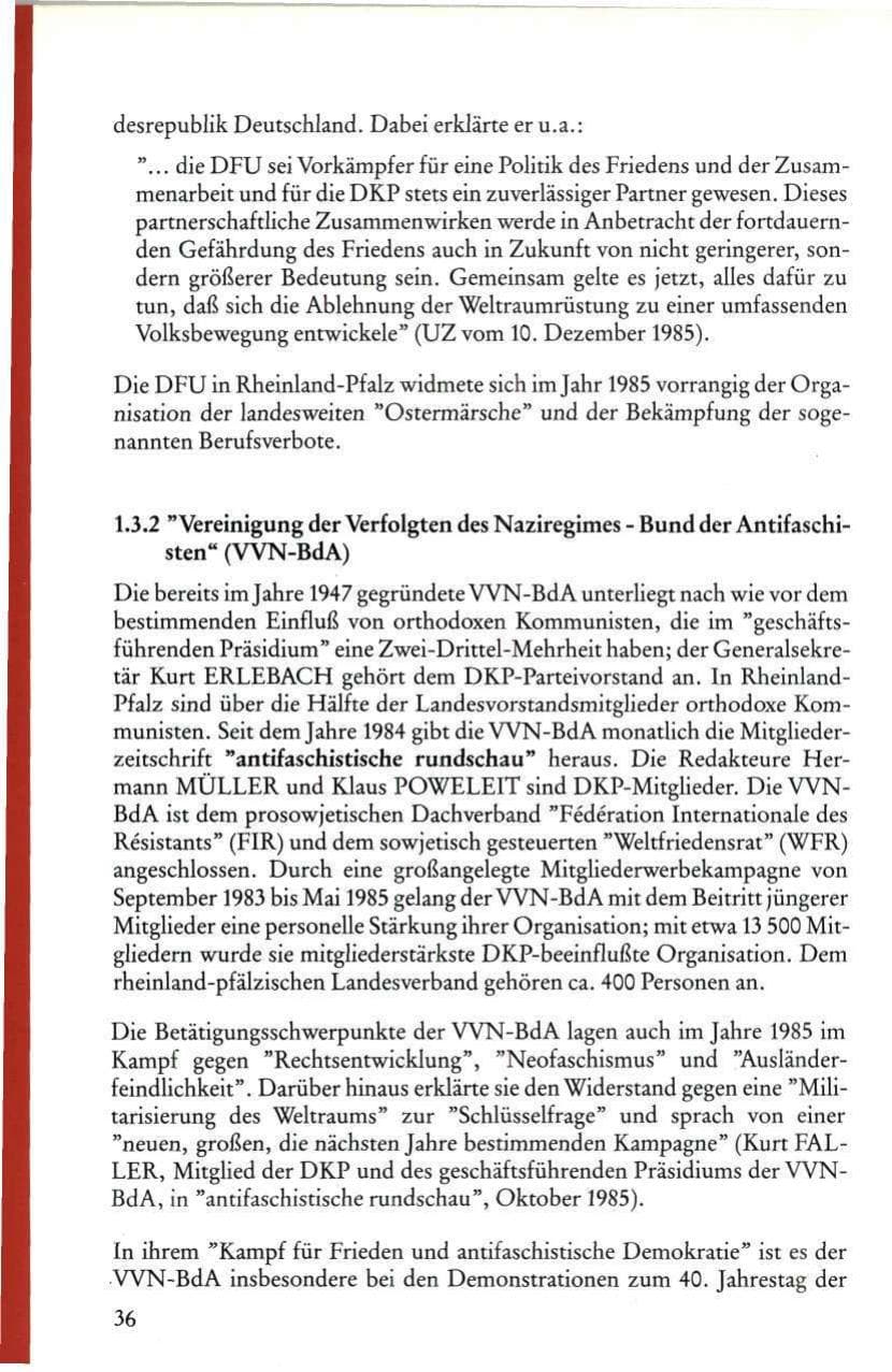 Seite 38 des Verfassungsschutzbericht 1985 Rheinland-Pfalz