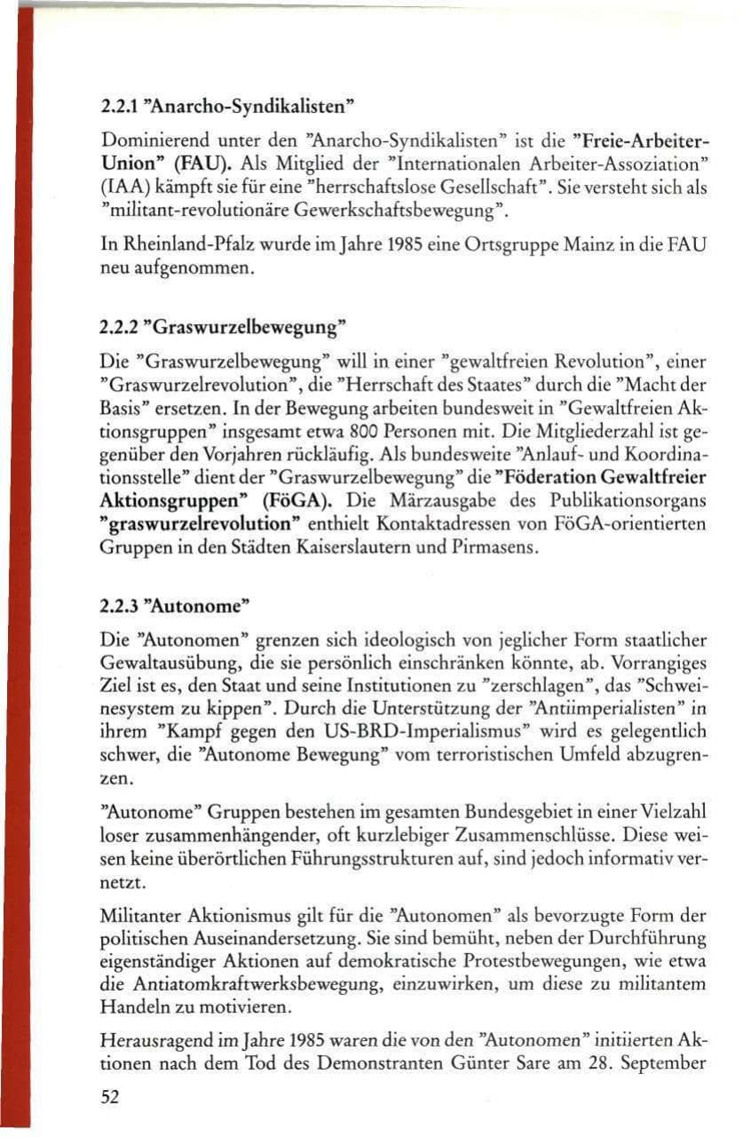 Seite 54 des Verfassungsschutzbericht 1985 Rheinland-Pfalz