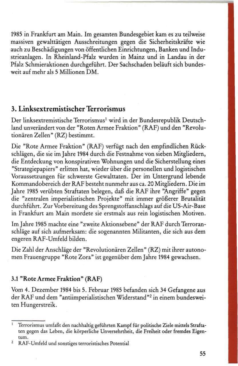 Seite 57 des Verfassungsschutzbericht 1985 Rheinland-Pfalz