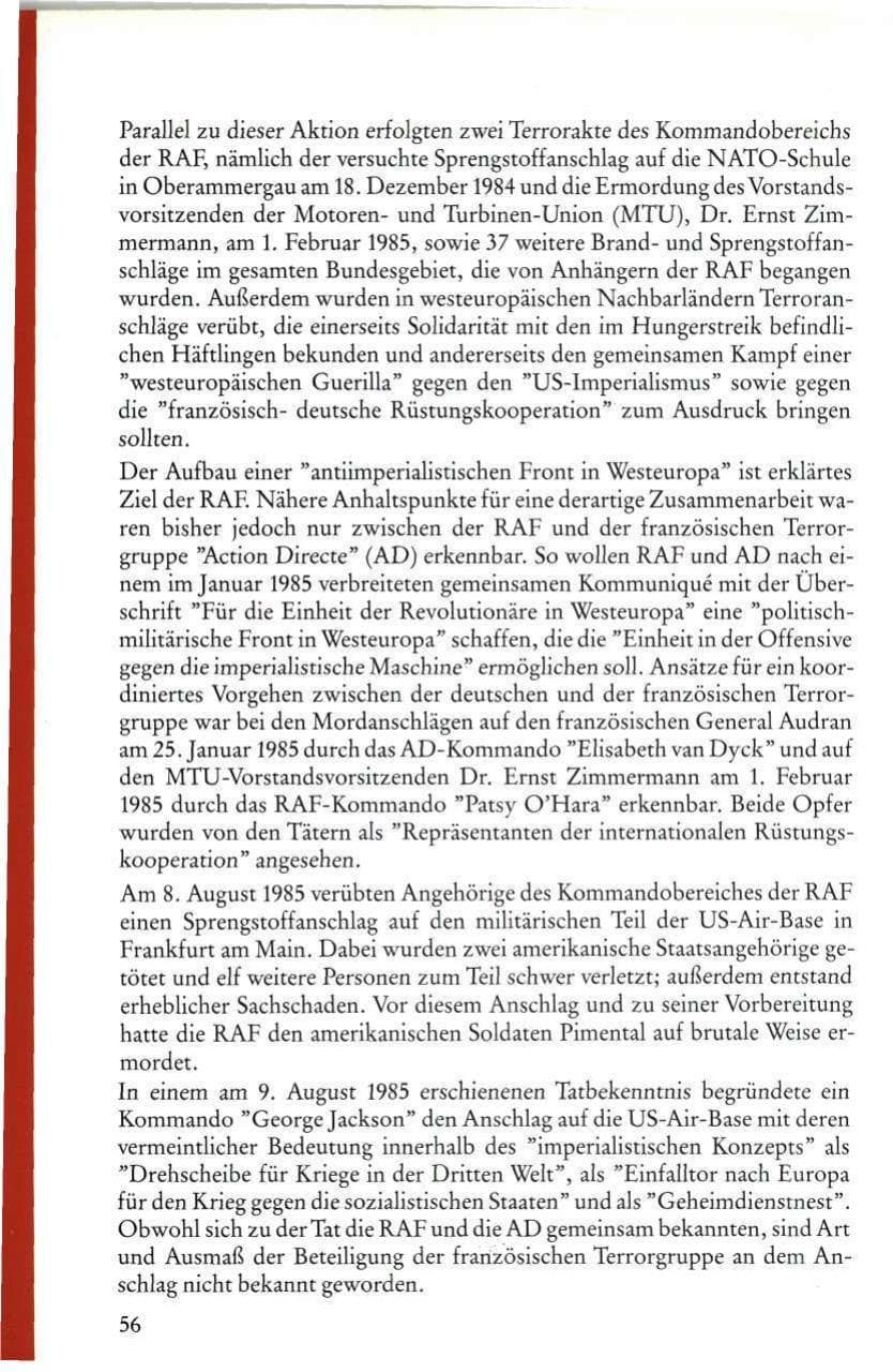 Seite 58 des Verfassungsschutzbericht 1985 Rheinland-Pfalz