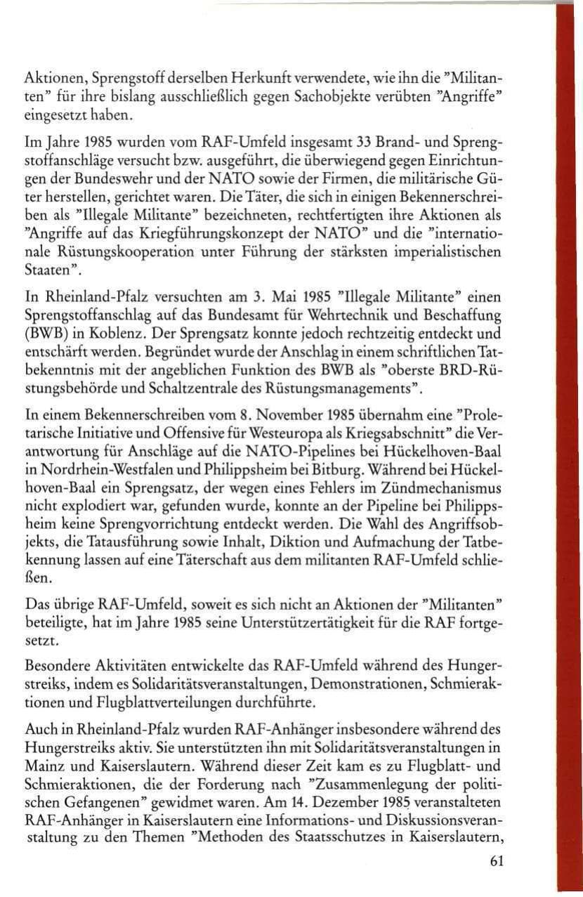 Seite 63 des Verfassungsschutzbericht 1985 Rheinland-Pfalz