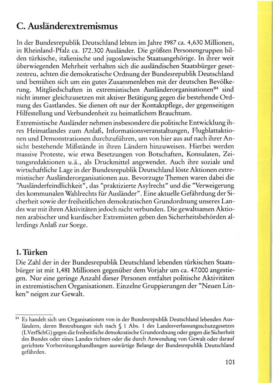 Seite 101 des Verfassungsschutzbericht 1987 Rheinland-Pfalz