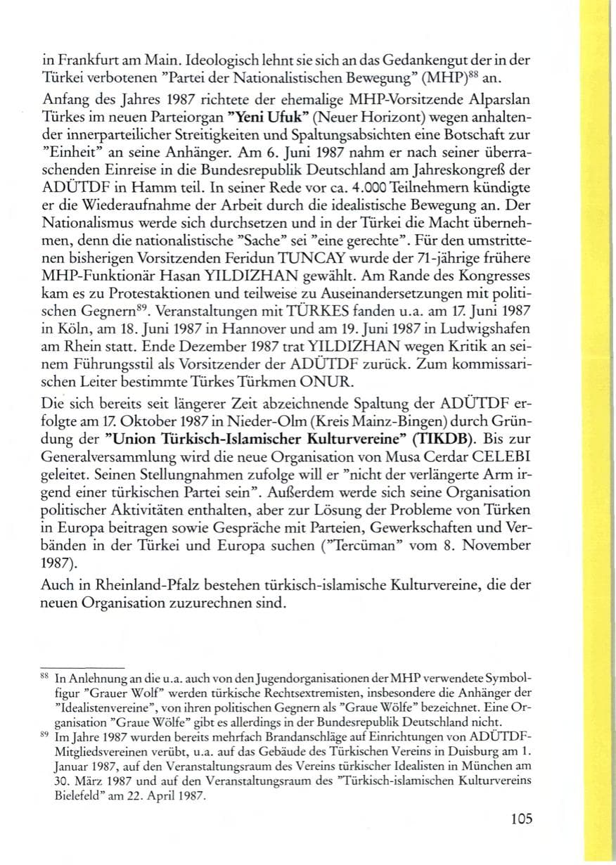 Seite 105 des Verfassungsschutzbericht 1987 Rheinland-Pfalz