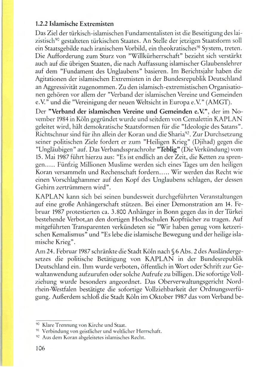 Seite 106 des Verfassungsschutzbericht 1987 Rheinland-Pfalz
