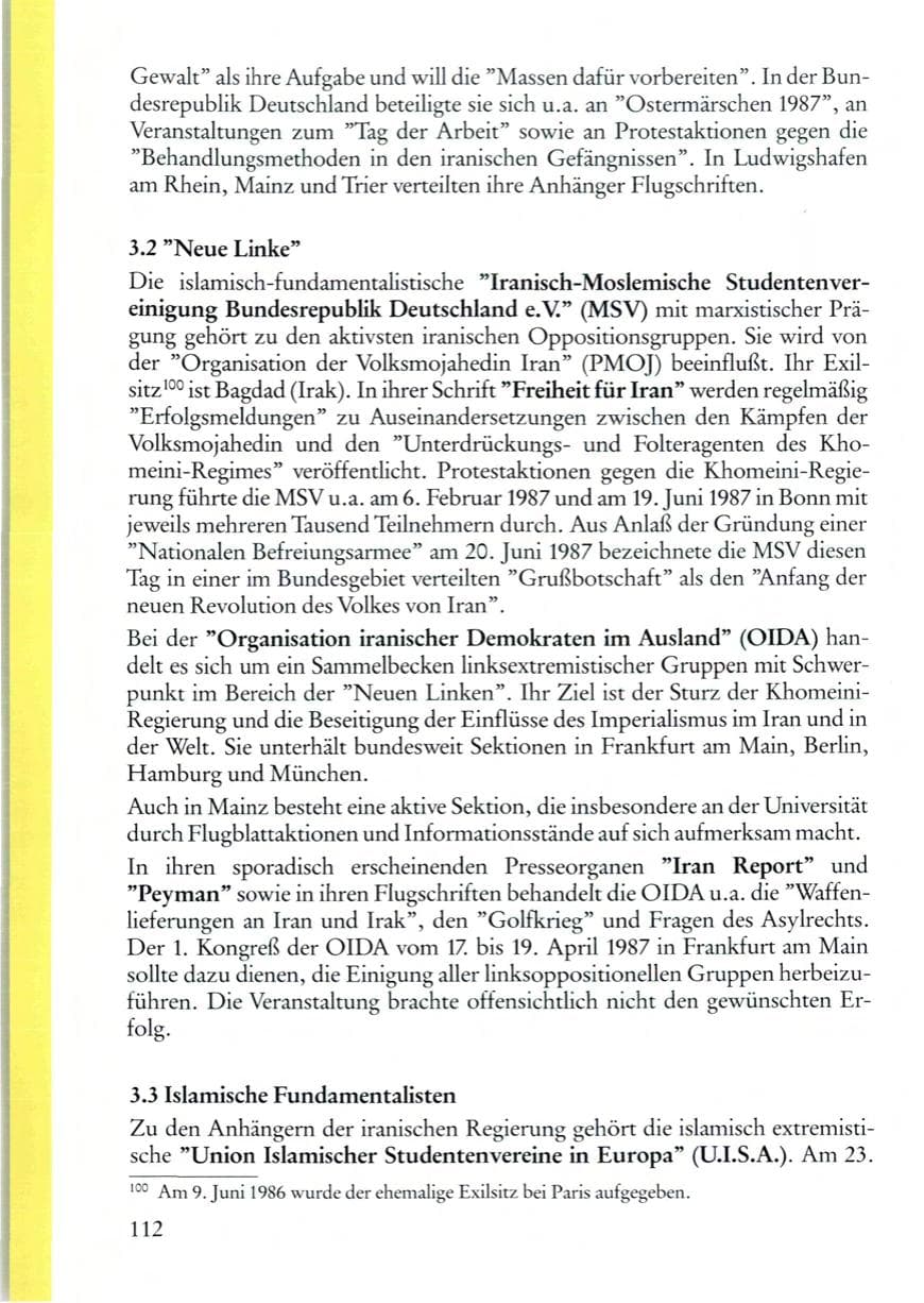 Seite 112 des Verfassungsschutzbericht 1987 Rheinland-Pfalz