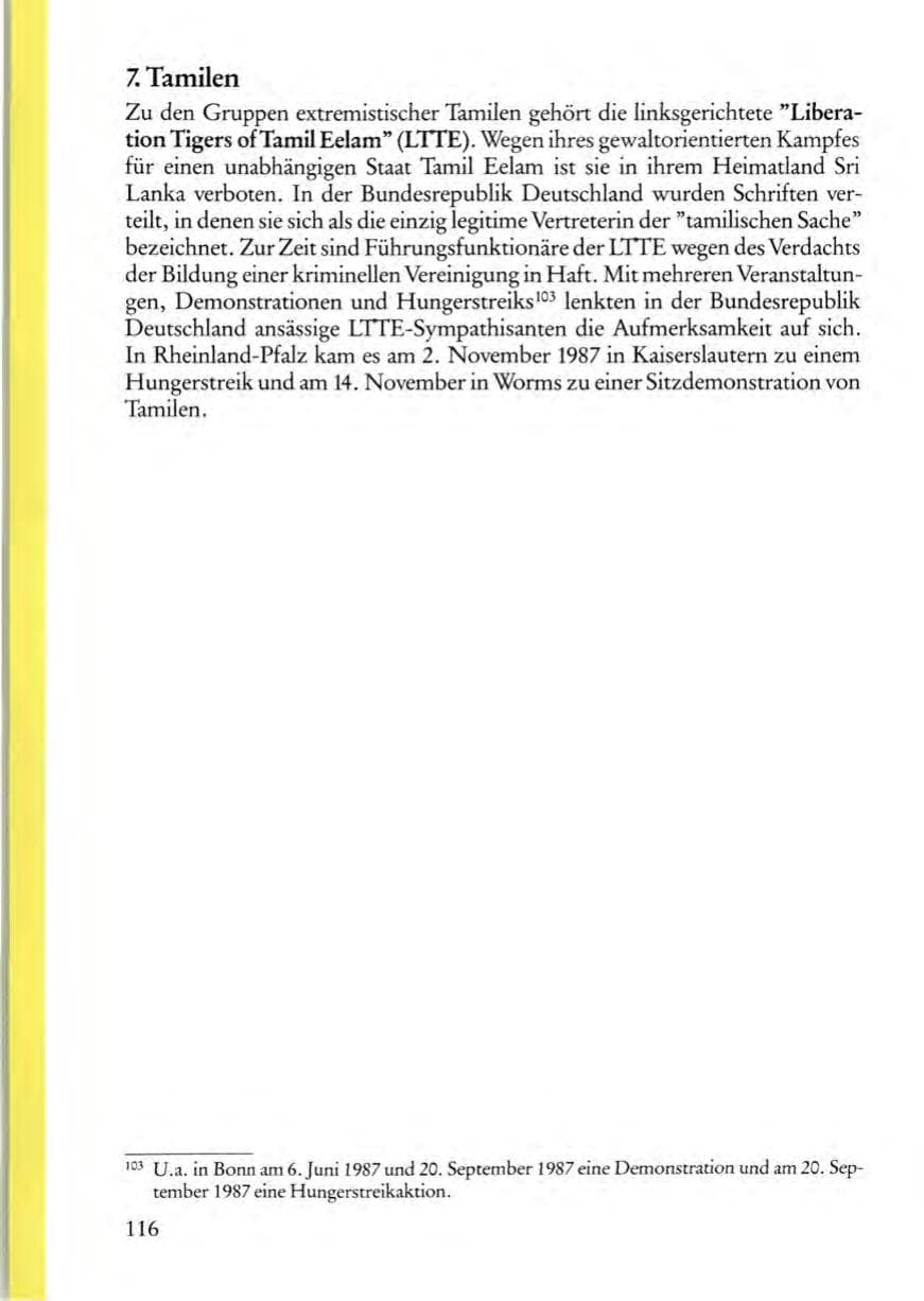 Seite 116 des Verfassungsschutzbericht 1987 Rheinland-Pfalz