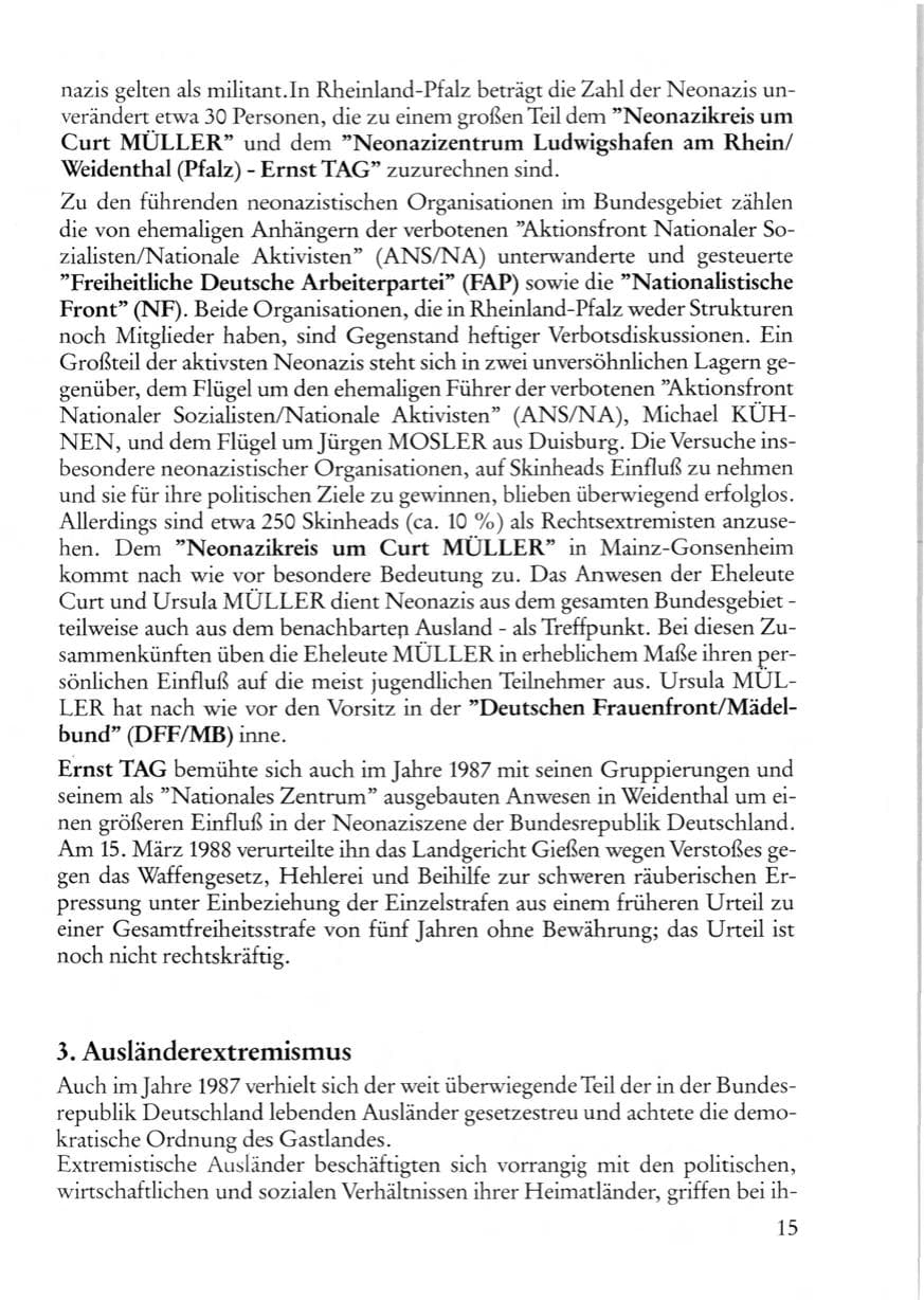 Seite 17 des Verfassungsschutzbericht 1987 Rheinland-Pfalz