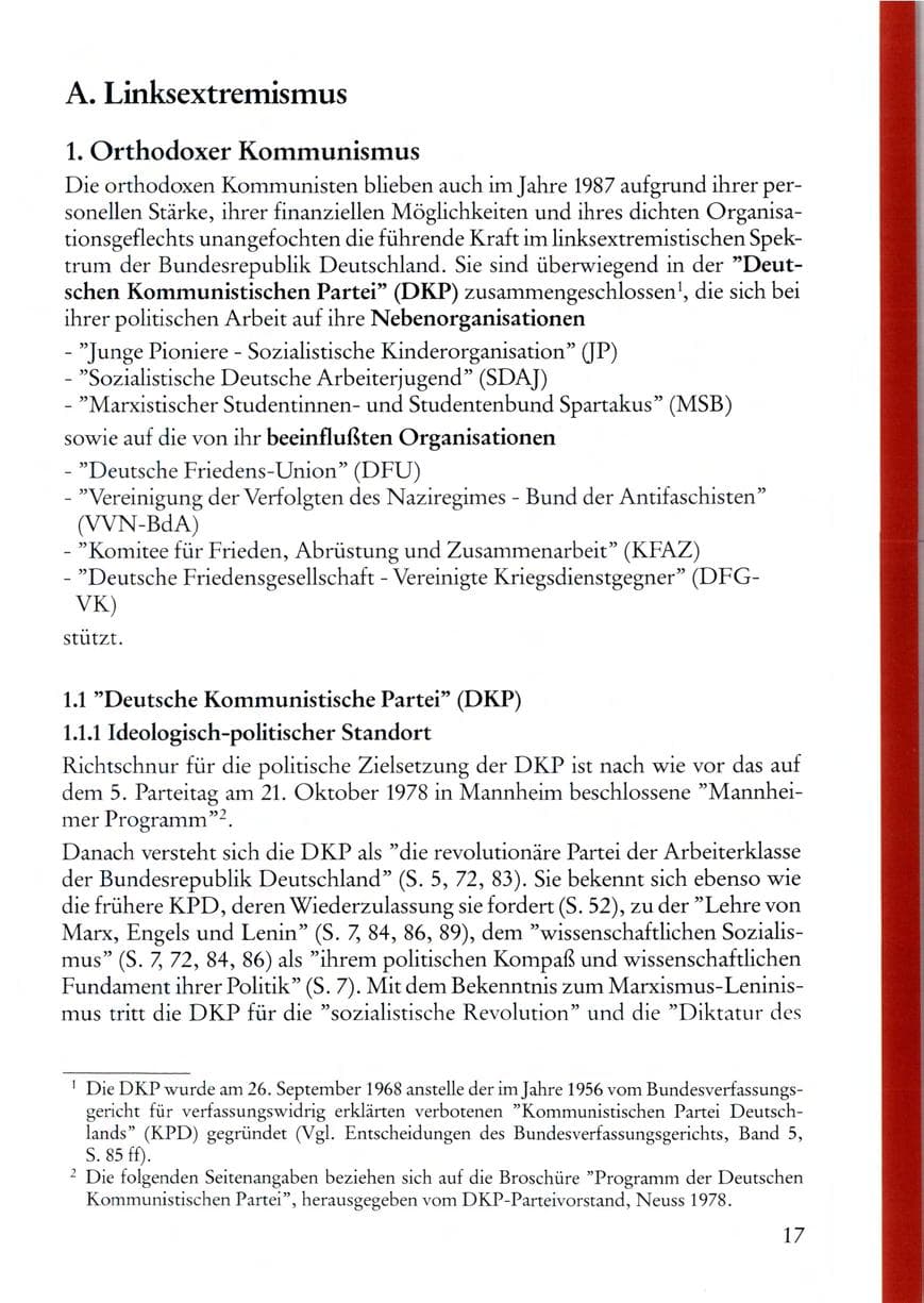 Seite 19 des Verfassungsschutzbericht 1987 Rheinland-Pfalz