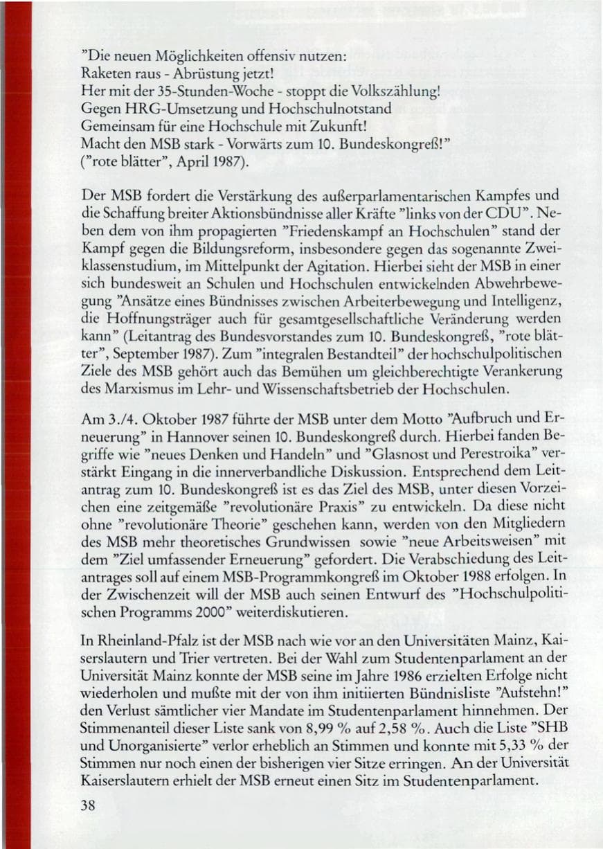 Seite 38 des Verfassungsschutzbericht 1987 Rheinland-Pfalz