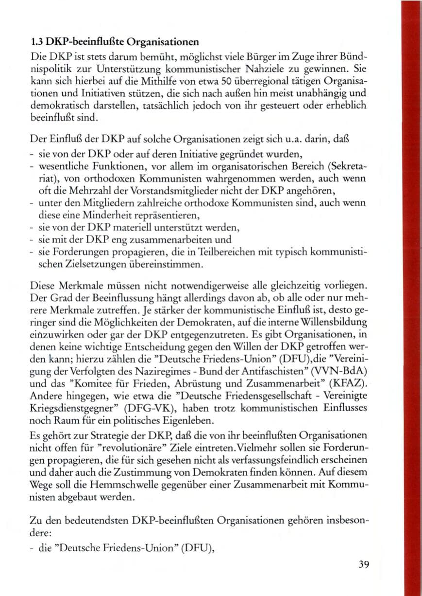 Seite 39 des Verfassungsschutzbericht 1987 Rheinland-Pfalz