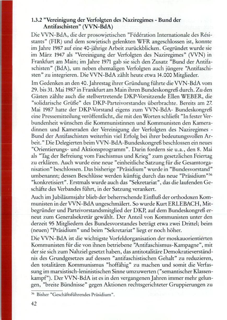 Seite 42 des Verfassungsschutzbericht 1987 Rheinland-Pfalz