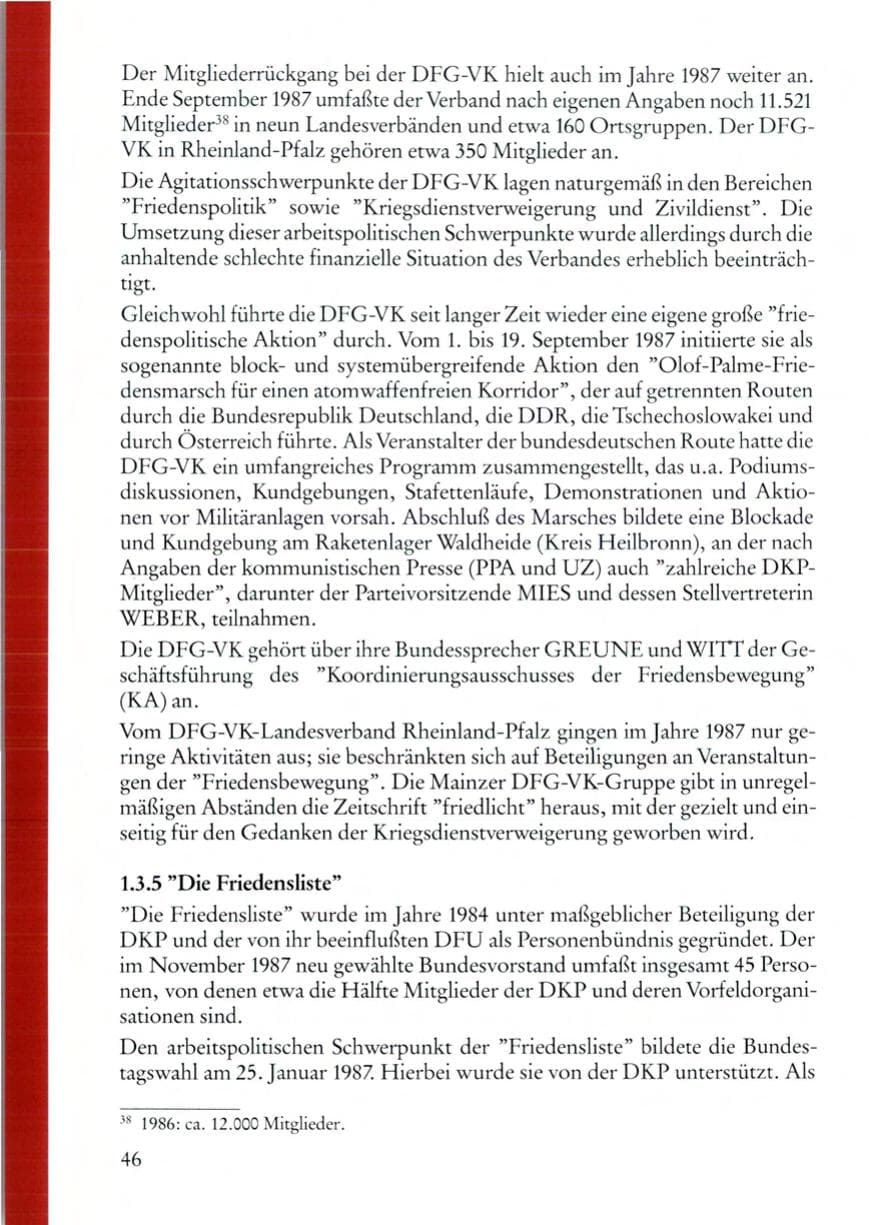 Seite 46 des Verfassungsschutzbericht 1987 Rheinland-Pfalz