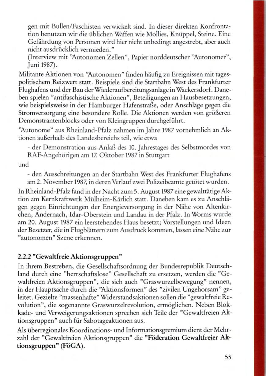 Seite 55 des Verfassungsschutzbericht 1987 Rheinland-Pfalz