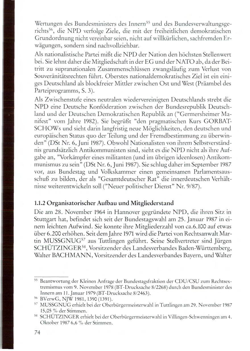 Seite 74 des Verfassungsschutzbericht 1987 Rheinland-Pfalz