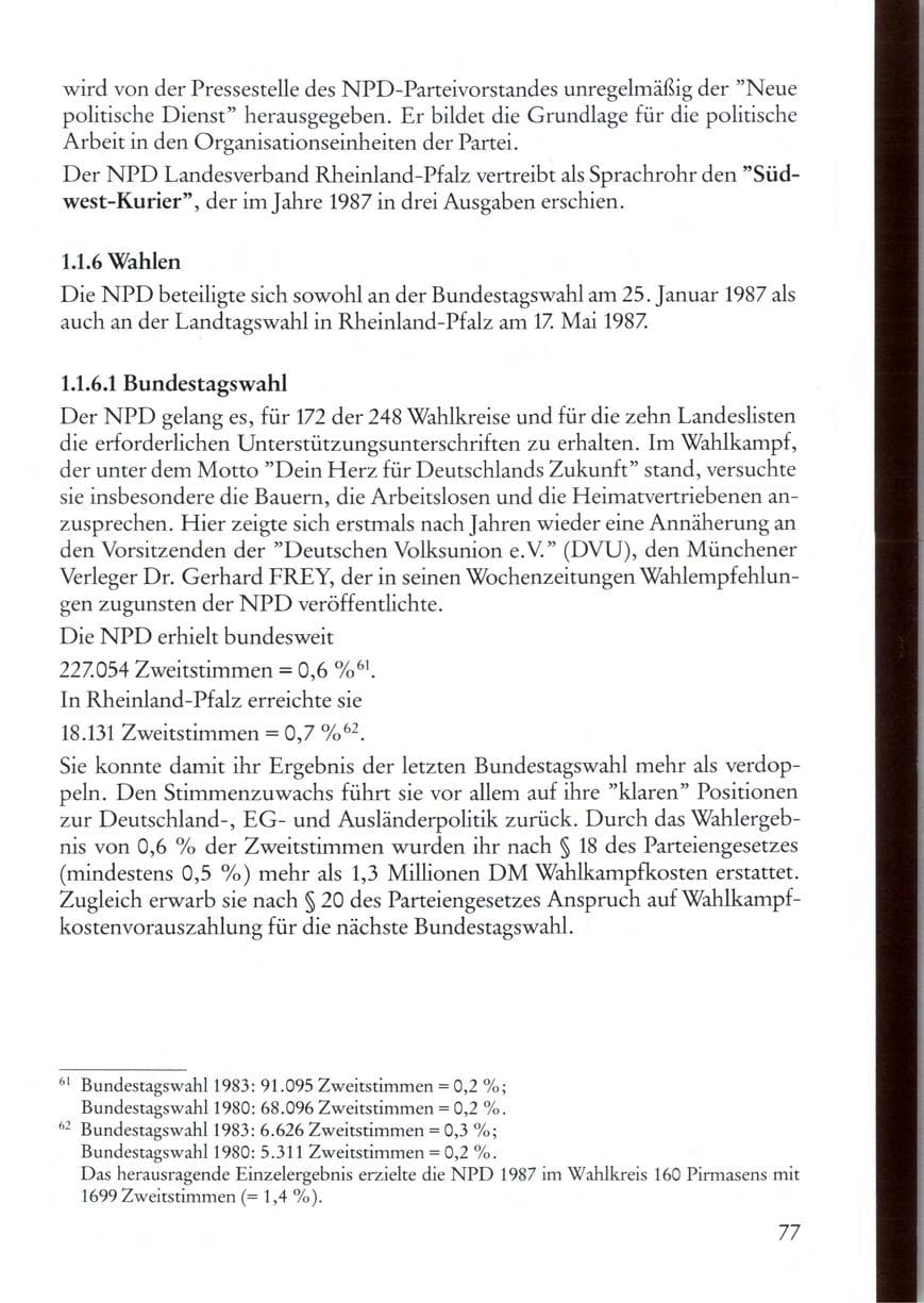 Seite 77 des Verfassungsschutzbericht 1987 Rheinland-Pfalz
