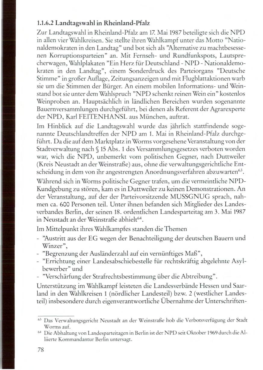 Seite 78 des Verfassungsschutzbericht 1987 Rheinland-Pfalz