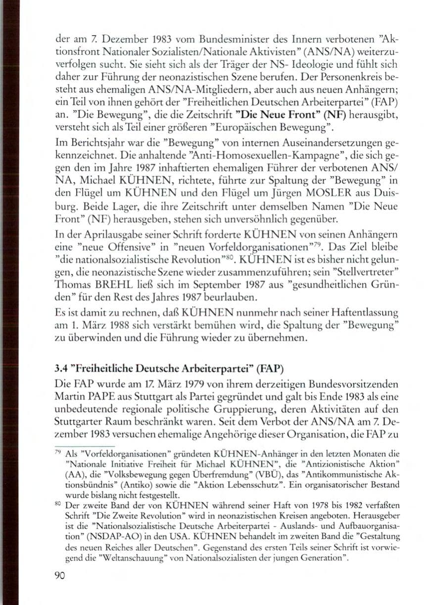 Seite 90 des Verfassungsschutzbericht 1987 Rheinland-Pfalz