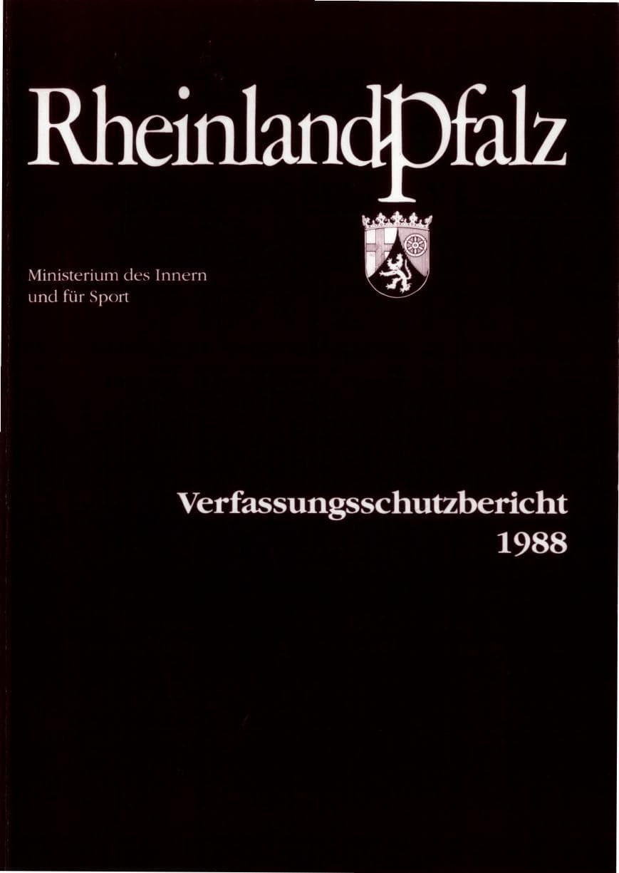 Seite 1 des Verfassungsschutzbericht 1988 Rheinland-Pfalz
