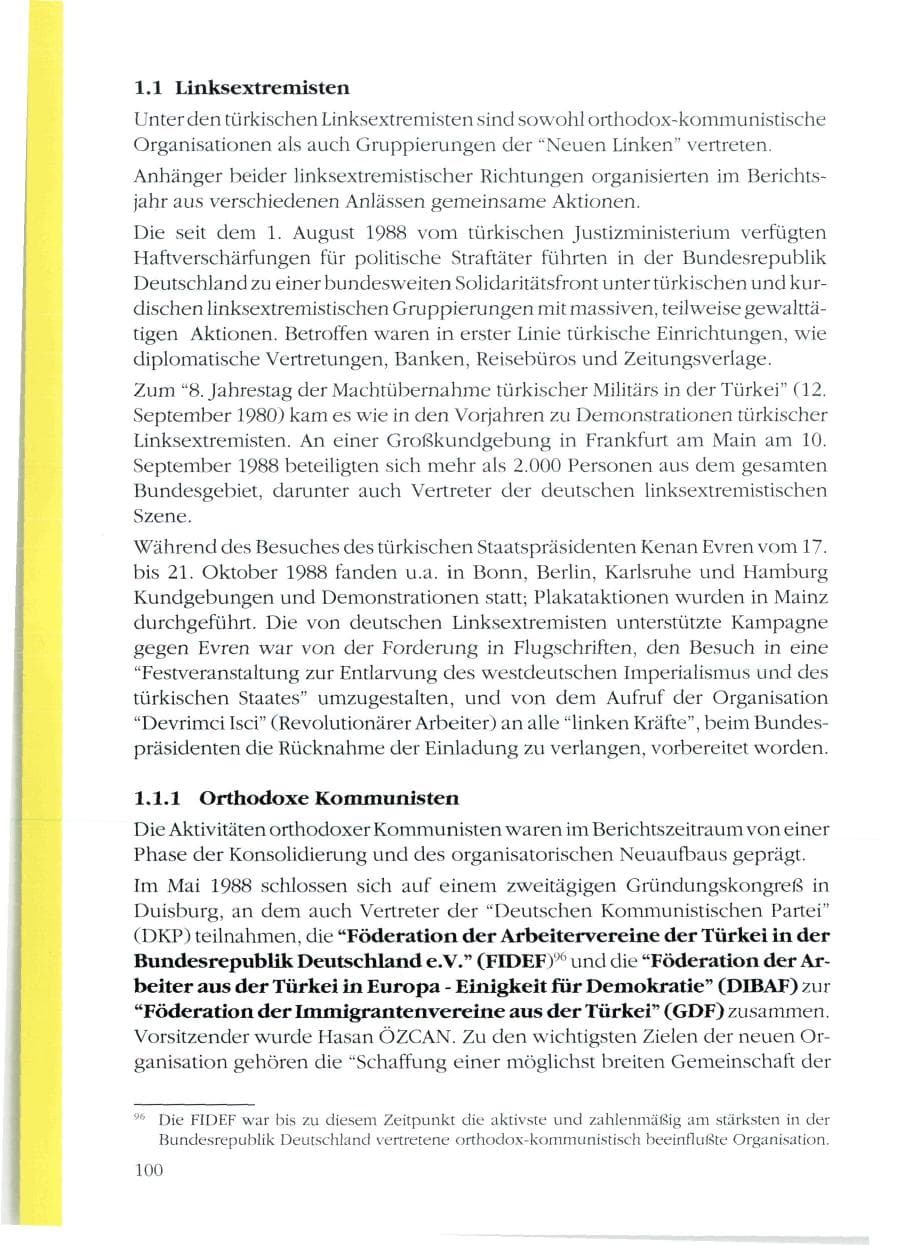 Seite 102 des Verfassungsschutzbericht 1988 Rheinland-Pfalz