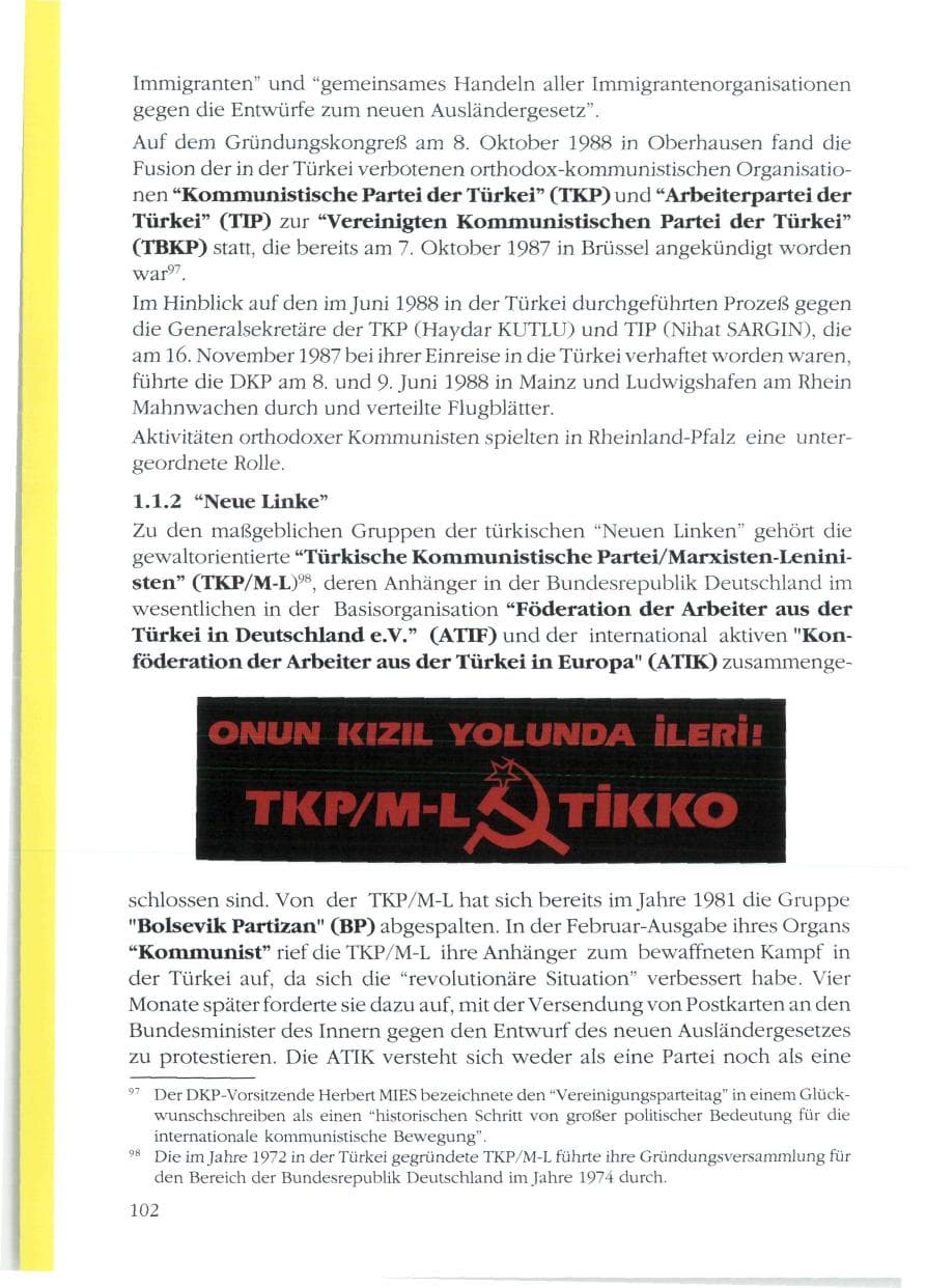 Seite 104 des Verfassungsschutzbericht 1988 Rheinland-Pfalz