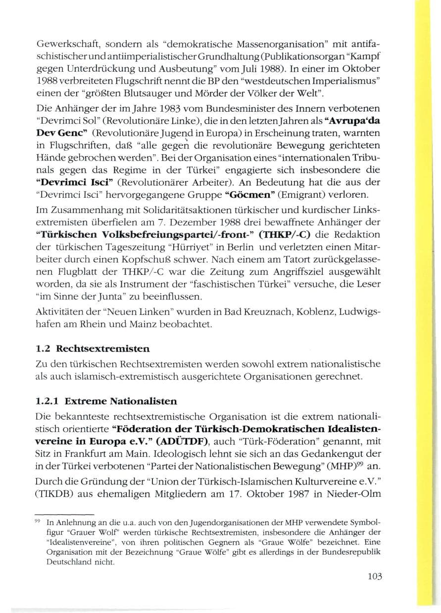 Seite 105 des Verfassungsschutzbericht 1988 Rheinland-Pfalz
