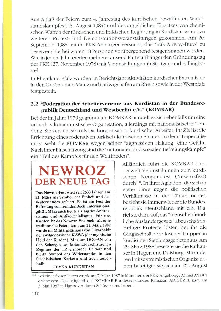 Seite 112 des Verfassungsschutzbericht 1988 Rheinland-Pfalz