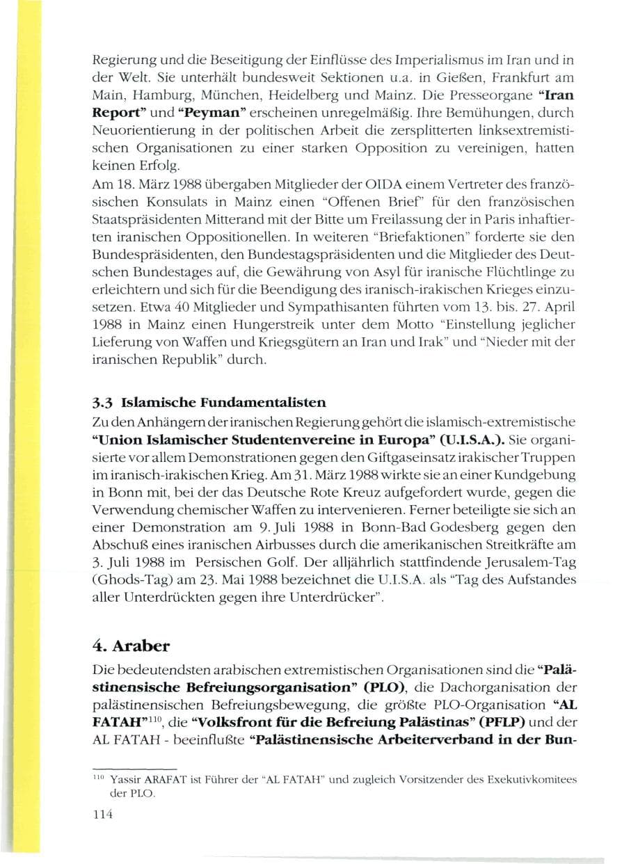 Seite 116 des Verfassungsschutzbericht 1988 Rheinland-Pfalz