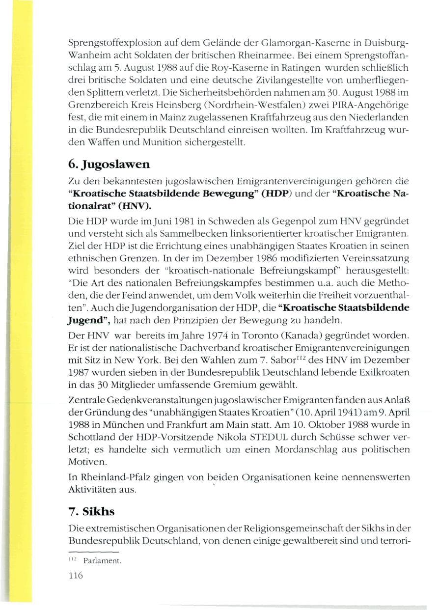 Seite 118 des Verfassungsschutzbericht 1988 Rheinland-Pfalz
