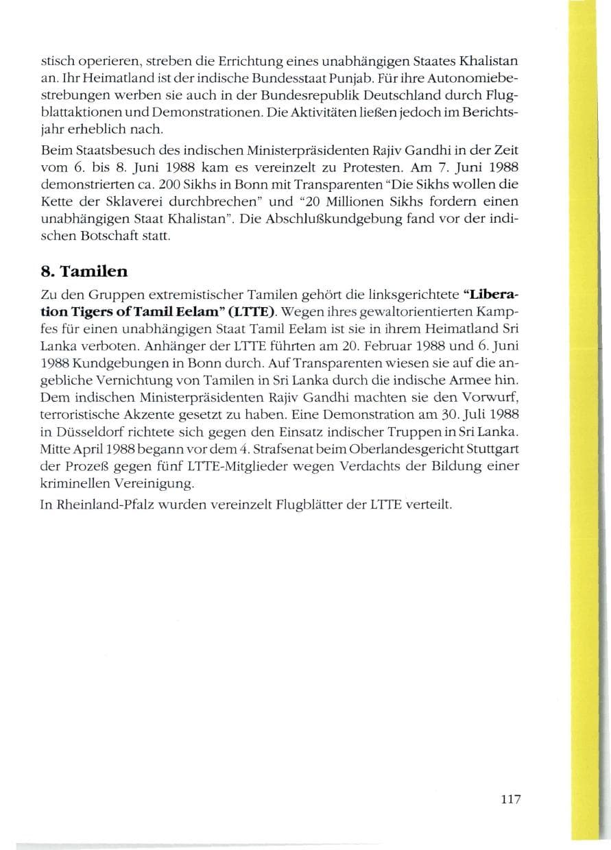 Seite 119 des Verfassungsschutzbericht 1988 Rheinland-Pfalz