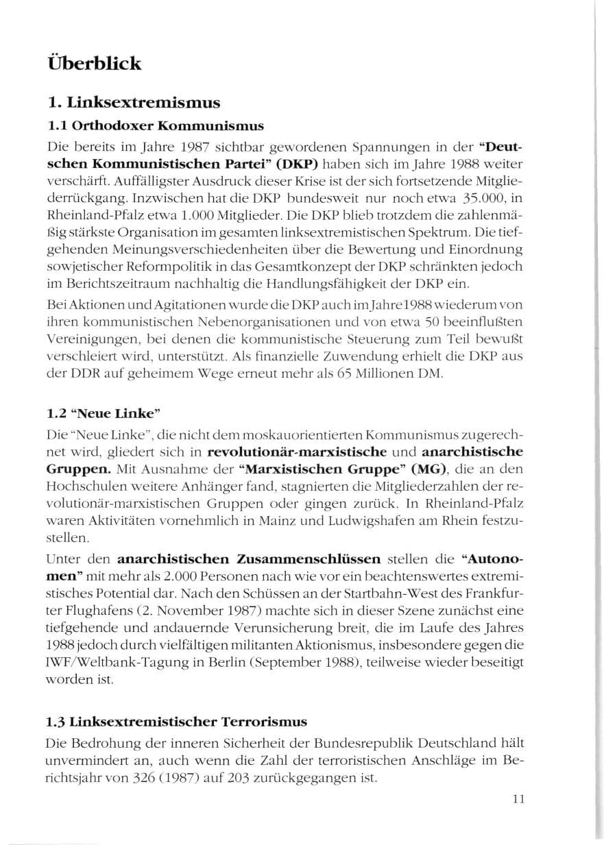 Seite 13 des Verfassungsschutzbericht 1988 Rheinland-Pfalz