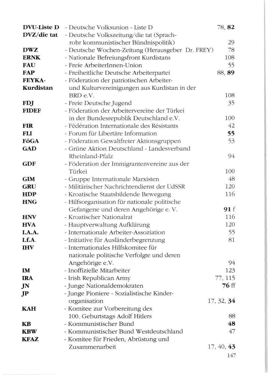 Seite 149 des Verfassungsschutzbericht 1988 Rheinland-Pfalz