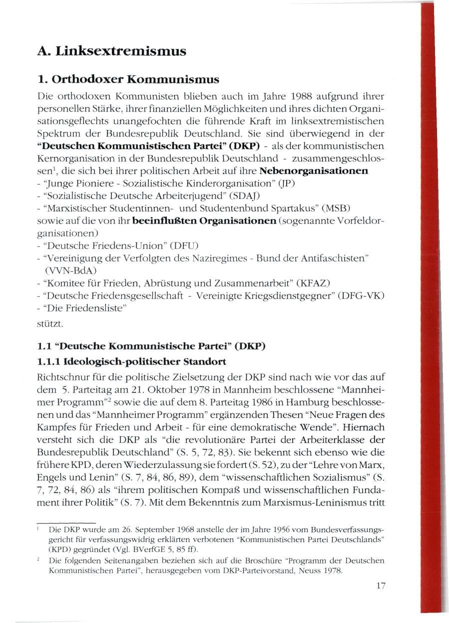 Seite 19 des Verfassungsschutzbericht 1988 Rheinland-Pfalz