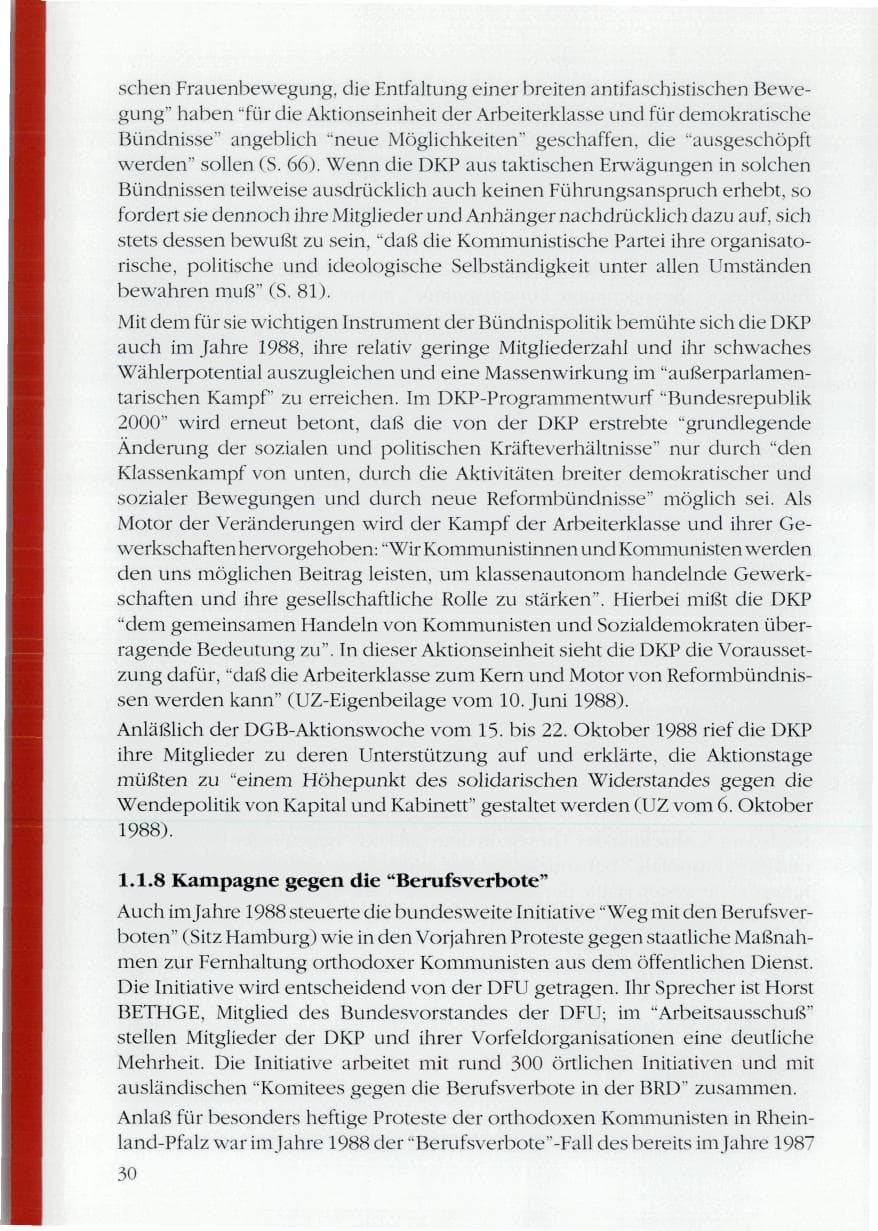 Seite 32 des Verfassungsschutzbericht 1988 Rheinland-Pfalz