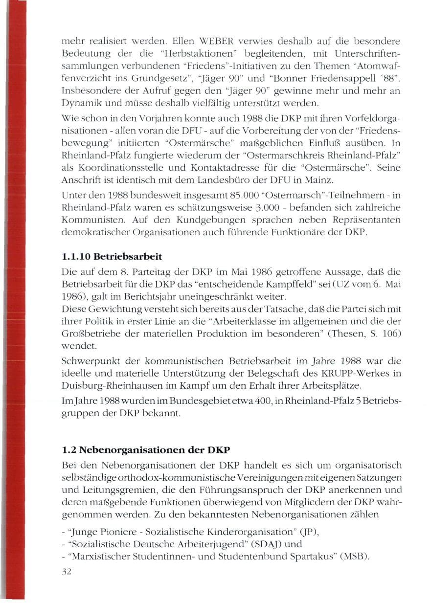 Seite 34 des Verfassungsschutzbericht 1988 Rheinland-Pfalz