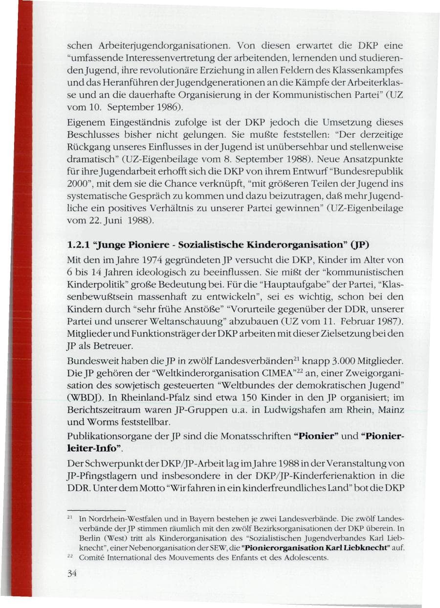 Seite 36 des Verfassungsschutzbericht 1988 Rheinland-Pfalz