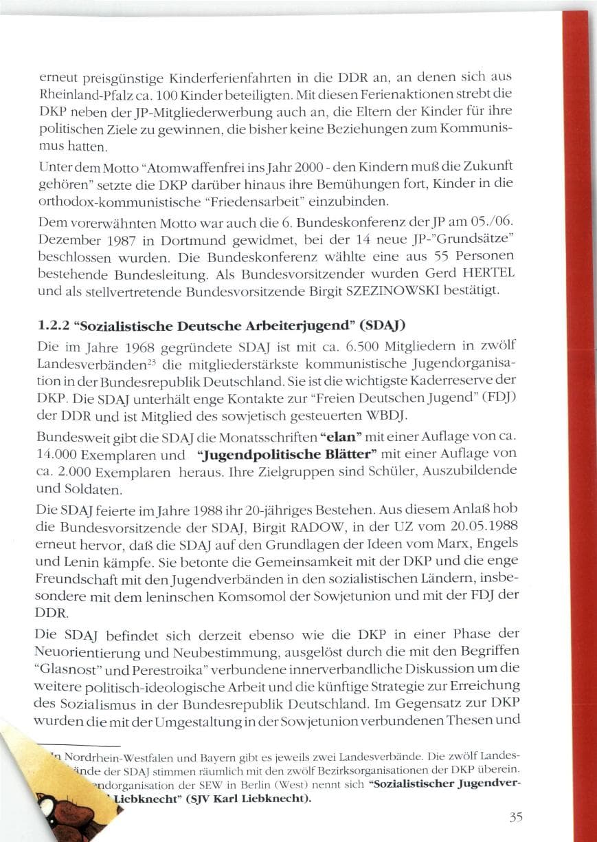 Seite 37 des Verfassungsschutzbericht 1988 Rheinland-Pfalz