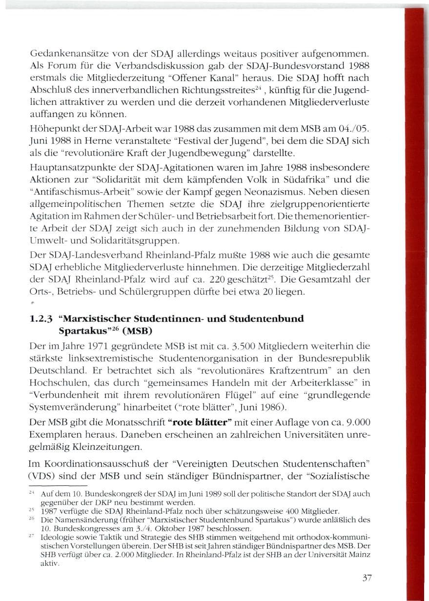 Seite 39 des Verfassungsschutzbericht 1988 Rheinland-Pfalz