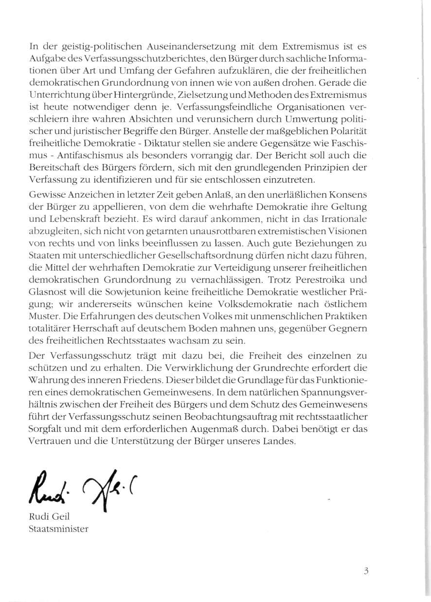 Seite 5 des Verfassungsschutzbericht 1988 Rheinland-Pfalz