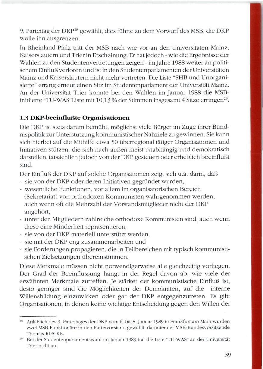 Seite 41 des Verfassungsschutzbericht 1988 Rheinland-Pfalz
