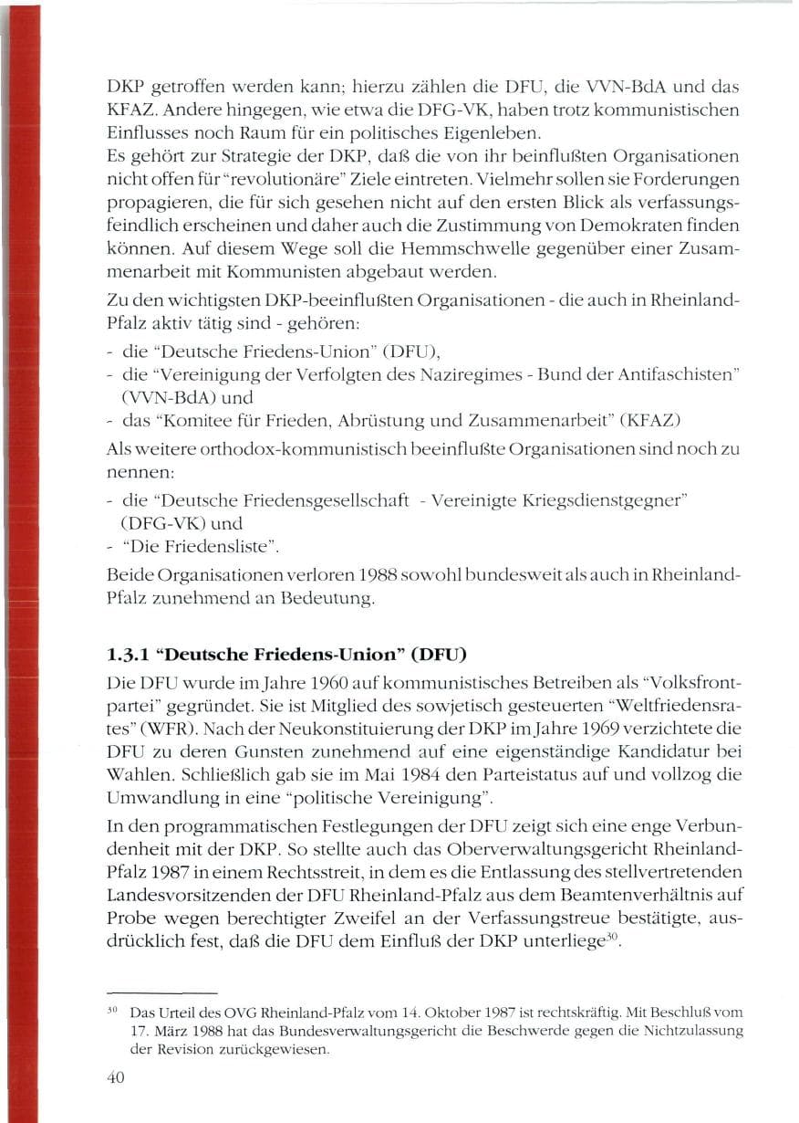 Seite 42 des Verfassungsschutzbericht 1988 Rheinland-Pfalz