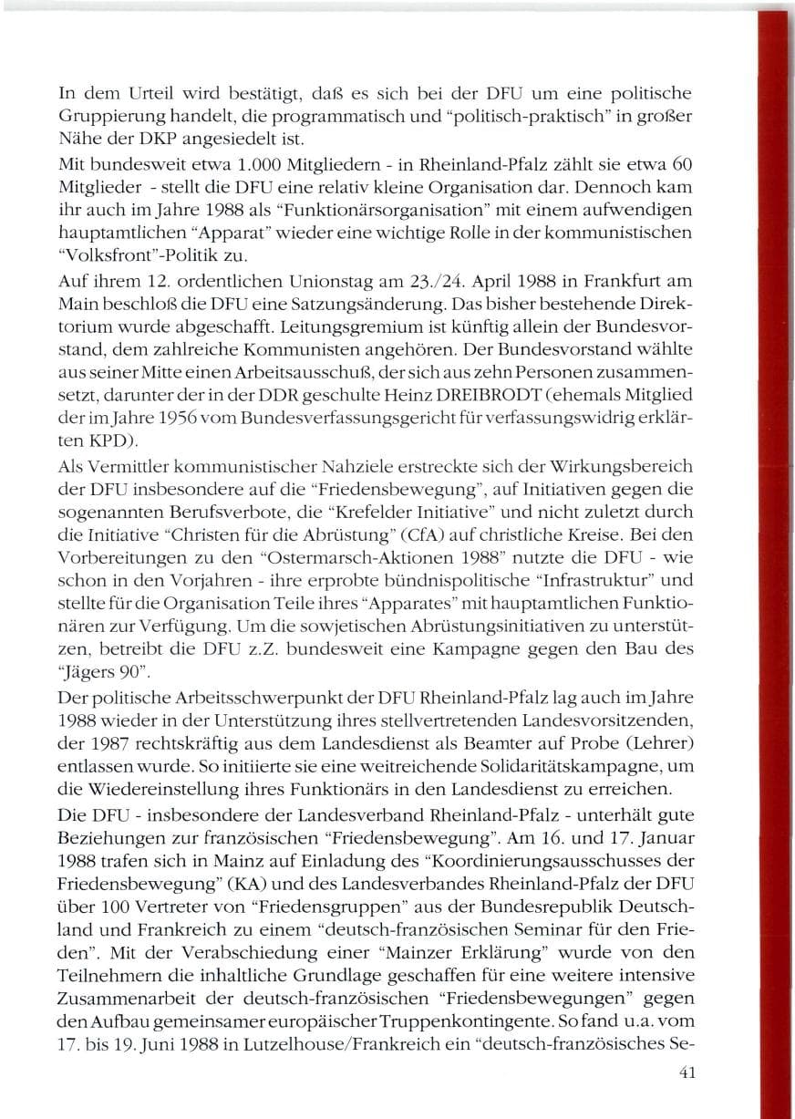 Seite 43 des Verfassungsschutzbericht 1988 Rheinland-Pfalz