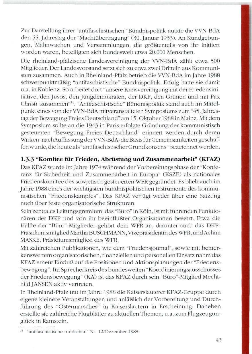 Seite 45 des Verfassungsschutzbericht 1988 Rheinland-Pfalz