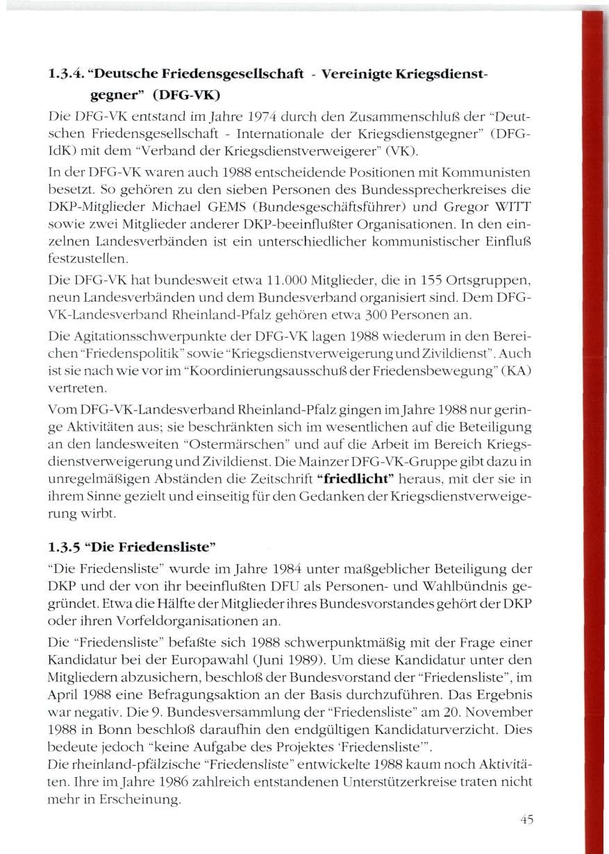 Seite 47 des Verfassungsschutzbericht 1988 Rheinland-Pfalz
