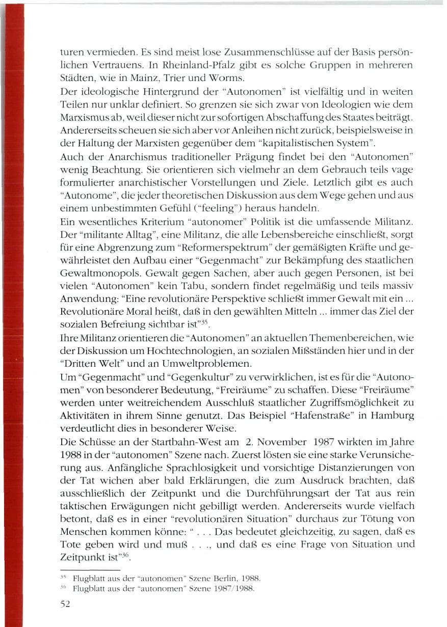 Seite 54 des Verfassungsschutzbericht 1988 Rheinland-Pfalz