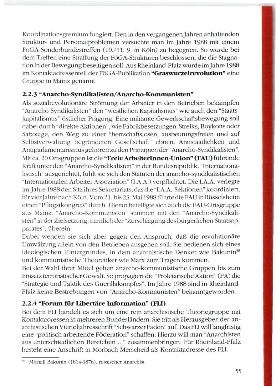 Seite 57 des Verfassungsschutzbericht 1988 Rheinland-Pfalz